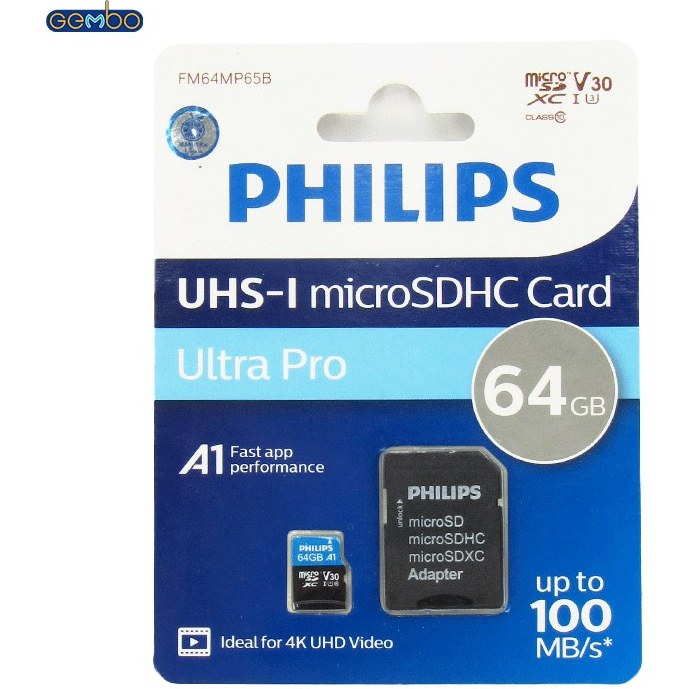 رم میکرو 64 فیلیپس Philips Ultra Pro V30 100MB/s + خشاب